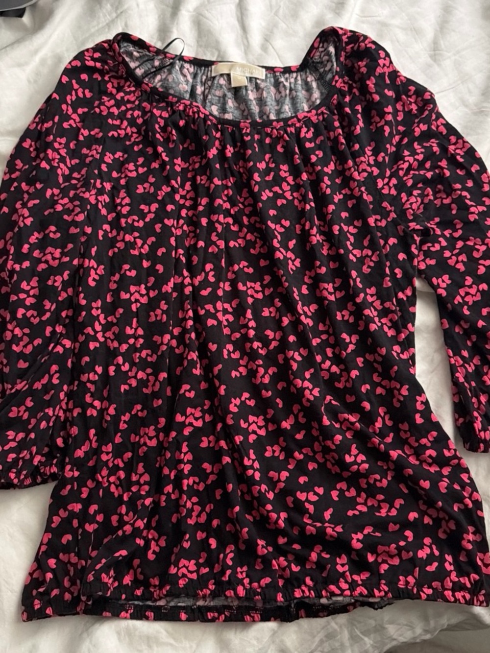 Michael Kors Black Blouse with Pink Heart Print
